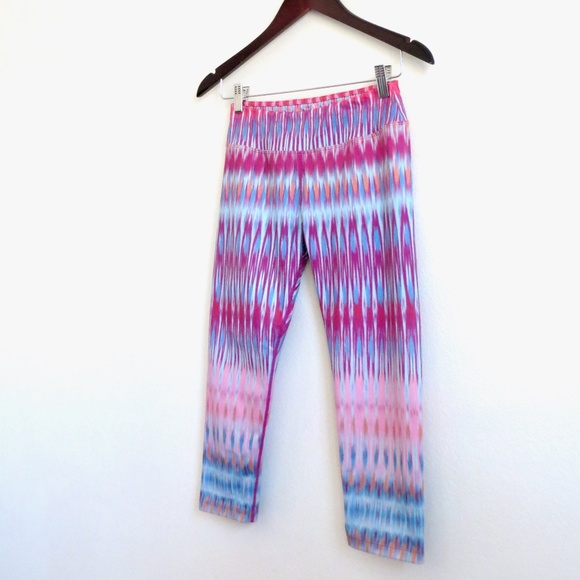 PrAna Roxanne Printed Leggings Crop Stretch Yoga Pink Blue SZ S - Picture 4 of 8